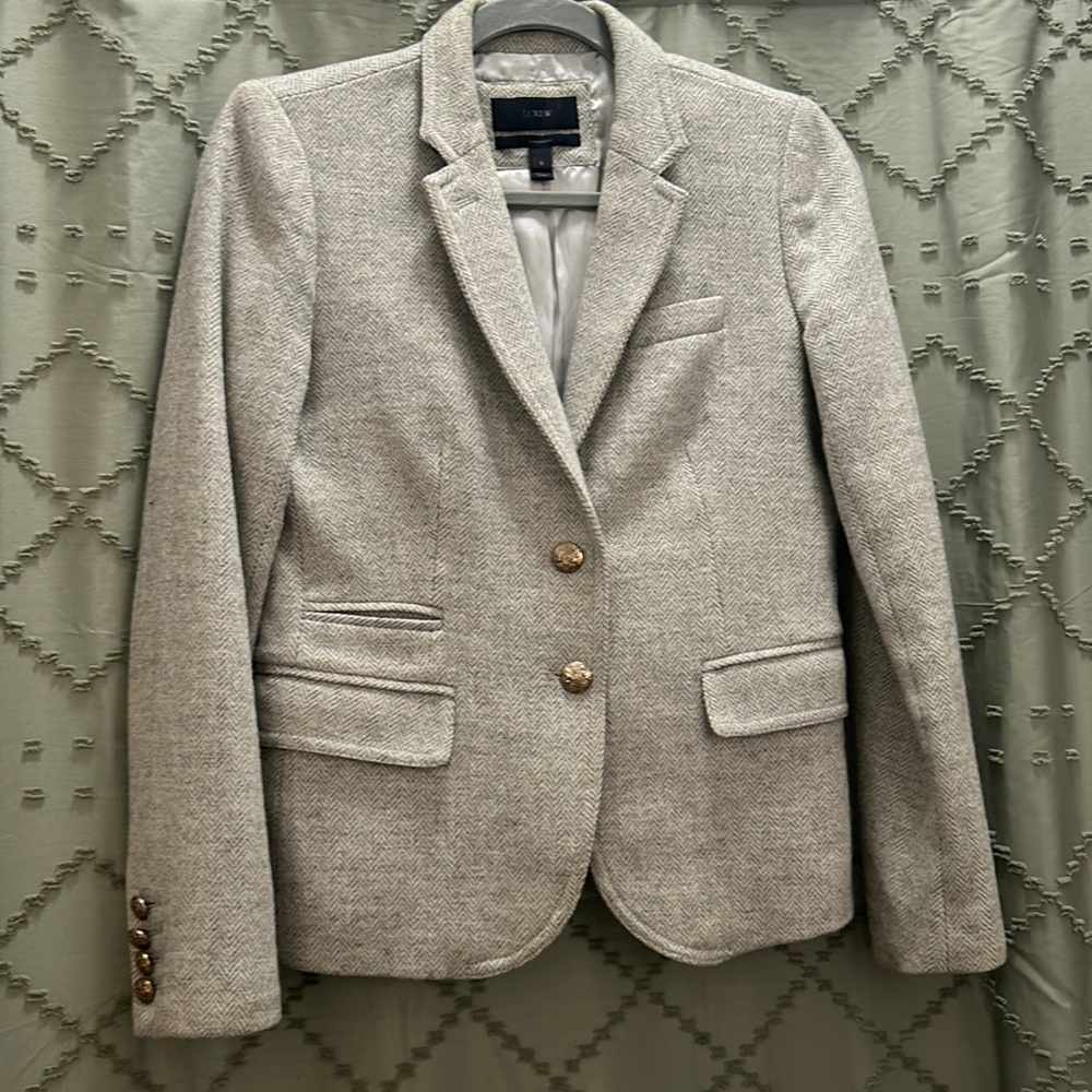 J crew schoolboy herringbone grey blazer